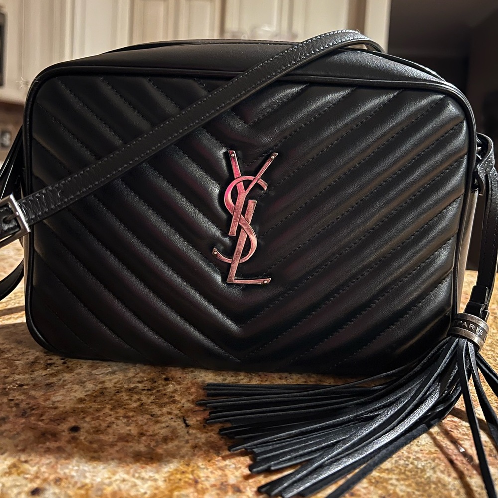 YSL Camera Bag black leather